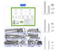 124 Pcs M6 M8 M10 Hex Bolts and Nuts Set, Stainless Steel Assorted Nuts and Bolts and Flat & Lock Washers Assortment, Outer Hexagon Machine Screws for Home Bike Repair