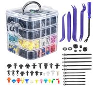 1240Pcs Blue Car Retainer Clips & Fasteners Kit - 32 Universal Sizes Nylon Bumper, Fender Rivets, Door Panel Clips, and Plastic Rivets with 10 Cable Ties and Removal Tool for Toyota