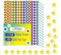 12456 PCS Star Stickers, More Than 12100 Incentive Star Stickers & 288 Gold Foil Star Stickers in 14 Colors and 14 Designs for Reward Behavior Chart (Each Measures 3/8”)