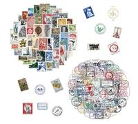 124PCS Postmark Stickers Retro Travel Theme Stamp Stickers for Suitcase Luggage Suitcase Water Bottle Laptop Waterproof Vintage Stickers Postage Stamp for Scrapbooking Landsmark