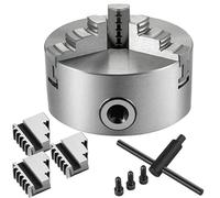 125 125Mm Lathe Chuck, Metal Scroll Lathe Chuck Self Centering 3 Jaw with Two Sets of Jaws, Wood Turning Gear Chuck Key Chuck for Lathe Drilling Milling Machine, Power Lathe Accessory