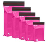 125 Assorted Mixed Hot Pink Mailing Poly Postal Self Seal Bags 5 Sizes 25 from Each iSOUL Extra Small to Large Postage Packaging Assorted Mailers Posting Shipping Post Parcels Package Bags