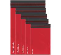 125 Assorted Mixed Red Mailing Poly Postal Self Seal Bags 5 Sizes 25 from Each iSOUL Extra Small to Large Postage Packaging Assorted Mailers Posting Shipping Post Parcels Package Bags