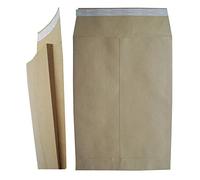 125 BROWN MANILLA GUSSET SPINED PEEL + SEAL PAPER ENVELOPES MAILERS OVERSIZED A4 C4 SIZE 250 x 350mm + 25mm SPINE 140GSM SELF SEALING BOOK DOCUMENT STORAGE OFFICE POSTAL PACKING POSTAGE PACKAGING