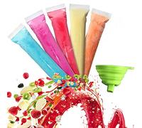 125 Disposable Ice Popsicle Mold Bags with funnel - BPA Free - Zip lock Freezer Tubes - For Healthy Snacks, Yogurt Sticks, Juice & Fruit Smoothies, Ice Pops