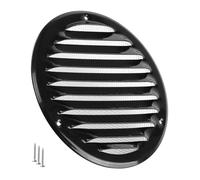 125 mm Round Vent Cover for Wall and Ceiling - 5 Inch Black HVAC Return Air Grille with Mesh Screen - Metal Soffit Vents for Outdoor and Indoor Use - Ventilation Grille for Bathroom Kitchen