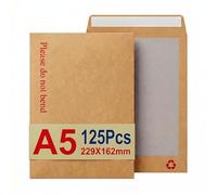 125 Pcs A5 Hard Board Backed Envelopes, STRBOXONG C5 Manilla Hardback Envelopes Do Not Bend for Secure Passport Postage & Art, Brown Cardboard Large Letter Peel & Seal Mailing Envelopes, 229x162mm