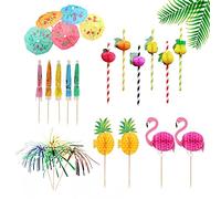 125 Piece Cocktail Party Decoration Drinks Accessory Pack with Umbrellas, Sparkle Fireworks, Biodegradable Straws for Drinks Wedding Party Food Drink Decorations Cocktail Accessories,Mixed Color