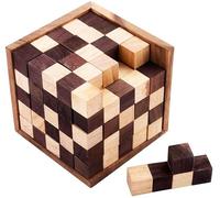 125 Wooden Blocks Brain Teaser Puzzle - Difficult Logic Challenge with 25 Pieces and Solution Included, 14 cm Puzzle 350190