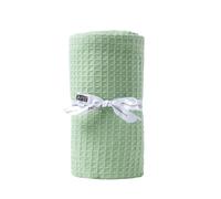 HOMESCAPES - 100% Organic Cotton Waffle Throw - Sage Green - 125 x 150 cm - Super Soft Combed Cotton
