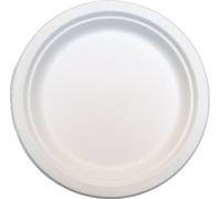 125 x Round 9" Strong Paper Plates Biodegradable Bagasse Disposable for Dinner Side Starter - 23cm Diameter