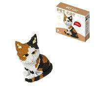 1250-Piece Calico Cat Building Blocks for Adults, Creative Model Kit, Miniature Collectible Toy for Home Office Display, 13x7.5x18cm
