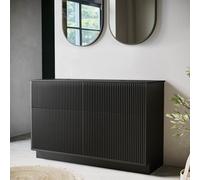 1250mm Black Wooden Fluted Freestanding Double Countertop Vanity Unit - Matira