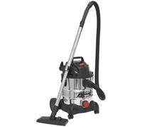 1250W Industrial Wet & Dry Vacuum Cleaner - 20L Stainless Steel Drum - 230V