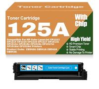 125A Color Toner Cartridges Compatible CB540A CB541A CB542A CB543A Toner for HP CP1213 CP1214 CP1215 CP1216 CP1217 CP1513n CP1514n CP1515n CP1516n CP1517ni CP1518ni ,Cyan-125A
