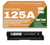 125A Color Toner Cartridges Compatible CB540A CB541A CB542A CB543A Toner for HP CP1213 CP1214 CP1215 CP1216 CP1217 CP1513n CP1514n CP1515n CP1516n CP1517ni CP1518ni ,Black-125A