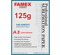 125g A3 Premium Quality A3 420x297mm Sublimation Paper for Mug Transfer and Heat Press Compatible with Epson, Sawgrass, Ricoh, Brother Sublimation Printer (100)