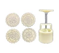 125g Moon Cake Mold 4 Stamps Flower Decor DIY Hand Press Biscuits Pastry Mid-Autumn Festival Baking Tool Mooncake Mold 100g
