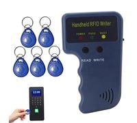 125KHz RFID Reader Writer Duplicator Handheld Proximity ID Card Copier with 5 Writable Key Fobs, Portable RFID Key Copy Machine (Battery Not Included)