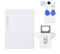 125KHz Smart RFID Cabinet Lock, Electronic Keyless Drawer Lock, No Drill Hole - Free Design with Card Swipe Unlock for Wardrobe Sauna Locker Home Office (White)