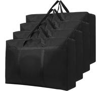 (125L) 4Pcs Large Storage Bags with Zips, Waterproof 600D Oxford Moving Bags, Clothes Storage Bag for Duvets, Laundry, House Garden, Underbed Storage