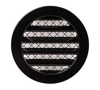 125mm / 5 inch Air Vent Cover - Round Soffit Vent - Louvered Ventilation Grille with Mesh - Aluminum Black