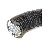 Ø 125mm / 5 inch Black PVC Flexible Hose - 3m / 9.84ft Aluminium Foil Ventilation Ducting - Air Duct for Extractor Fan, Air Conditioner, Cooker Hood