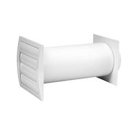 125mm 5 Wall Fixing Ventilation Duct Kit with Gravity Flaps and Duct Flange, White Colour