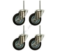 125mm black rubber bolt hole swivel castor with bolt, 100kg - set of 4
