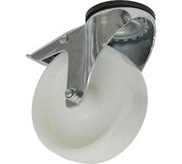 125mm Bolt Hole Swivel Castor Wheel - 40mm Tread - Polyamide - Total Lock Brakes