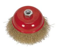 125mm Brassed Steel Cup Wire Brush - M14 x 2mm Thread - Up to 6500 rpm
