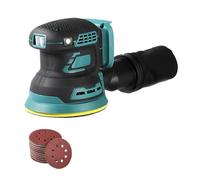 125mm Brushless Electric Sander Random Orbital Wood Grinder Polishing Grinding Sanding Machine 3 Speed for Battery Easy to Use(2PCS 2000mAh Battery)