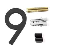 125mm Floating House Number 0-9 Alphabet A/B/C 5 Inch Screw Mounted Door Home Outdoor Address Plaque Dash Slash Sign(No.9 black)