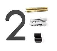 125mm Floating House Number 0-9 Alphabet A/B/C 5 Inch Screw Mounted Door Home Outdoor Address Plaque Dash Slash Sign(No. 2 black)
