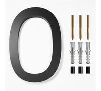 125mm Floating House Number 0-9 Alphabet A/B/C 5 Inch Screw Mounted Door Home Outdoor Address Plaque Dash Slash Sign(No.0 black)