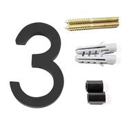 125mm Floating House Number 0-9 Alphabet A/B/C 5 Inch Screw Mounted Door Home Outdoor Address Plaque Dash Slash Sign(No. 3 black)