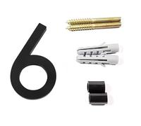 125mm Floating House Number 0-9 Alphabet A/B/C 5 Inch Screw Mounted Door Home Outdoor Address Plaque Dash Slash Sign(No. 6 black)