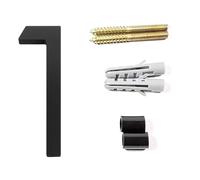 125mm Floating House Number 0-9 Alphabet A/B/C 5 Inch Screw Mounted Door Home Outdoor Address Plaque Dash Slash Sign(No.1 black)