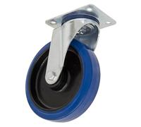Sealey SCW3125SPEM Heavy-Duty Blue Elastic Rubber Swivel Castor Wheel Ø125Mm - Trade