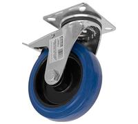 Sealey SCW3125SPLEM Heavy-Duty Blue Elastic Rubber Swivel Castor Wheel With Total Lock Ø125Mm - Trade