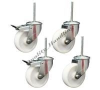 125mm heavy duty bolt hole castor with bolt, brake castor - set of 4