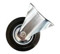 125mm Heavy Duty Castor Wheels 80kg Load Steel Fixed Casters With Double Ball Bearing Unbraked Rubber Caster Wheels For Trolley Easy To Fit Indoor And Outdoor Heavy Duty Castors