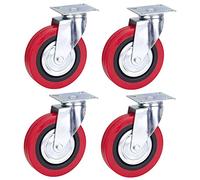 125mm Polyurethane Swivel Casters- Top Plate Fitting Heavy Duty PU Casters Wheels by Bulldog Castors - Max 500Kg Per Set