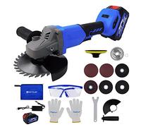 125mm Portable Electric Brushless Angle Grinder, 4-Inch Hand Held Battery, 10000 RPM, 3000mAh Battery, 2 Variable Speed, Spindle Lock, for Wallboard Grooving, Stone Cutting