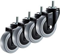 125mm Swivel Casters with Brake HeavyDuty Rubber Wheels Silent Operation 400kg Load Capacity M12 Furniture Casters Set of 4 (100mm Swivel Joint)