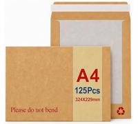 125Pcs A4 Hard Board Backed Envelopes Do Not Bend, STRBOXONG C4 Hardback Envelopes Peel & Seal for Secure Postage and Art, Brown Manilla Cardboard Mailing Envelopes, 324x229mm, Royal Mail Large Letter