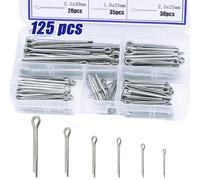 125pcs Cotter Pin Assortment Kit, 6 Sizes 304 Stainless Steel Cotter Pins Set, Split Pin Fastener Clips for Car Mechanics, Lawn Mowers, Trucks, Tractors Repair