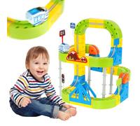 125PCS Electric Track Fusion Train Set for Kids,3D Racing Cube Track with Electric Gravity-Defying Motorized Vehicle and Traffic Signs,STEM Building Car Toys,Enducational Gifts for Boys Girls