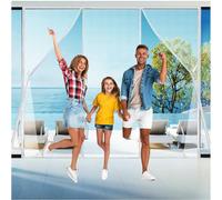125x210cm Patio Door Magnetic Screen Net Full Frame|Tight Self Closing Seal Hands Free Operation Pet Kid Friendly for Sliding Glass Door Easy Hook and Loop Install White
