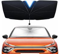 125X65CM Car Windscreen Sunshade Umbrella Front Windshield Sunshade, UPF 50+, UV Block 99.5%, Cooling Effect, Space Saving, Foldable with Storage Bag